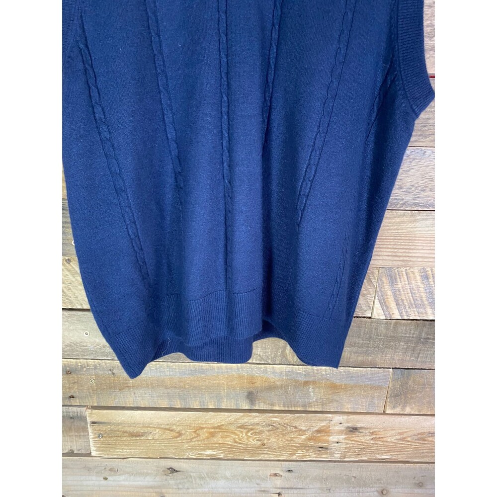 River Trader Mens Sz L Navy Blue Soft V-Neck Sleeveless Sweater Vest - Picture 4 of 9